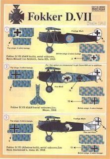 Print Scale Decals 1/48 FOKKER D VII German WWI Fighter Part 2