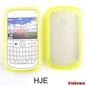 CELL CASE RUBBER SKIN FOR BLACKBERRY CURVE 8520 8530 9300 TRANS YELLOW 