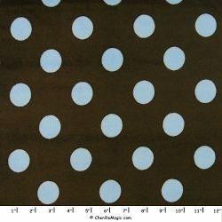 big dot blue on brown minky chenille fabric 30x36 so