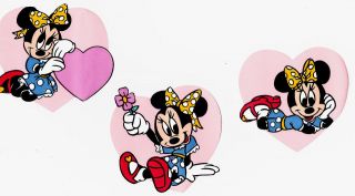   MINNIE MOUSE PINK HEART WALL BORDER PREPASTED CHARACTER CUT OUT