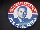 Campaign WALLACE FOR PRESIDENT Political AMERICA Pin   FREE SHIP