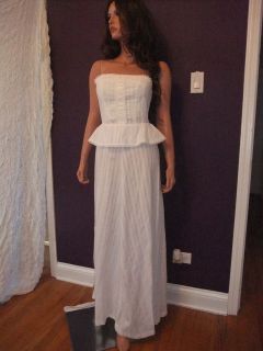   Linen Lace Strapless Corset BOHO Prairie WEDDING Maxi Dress Gunne Type