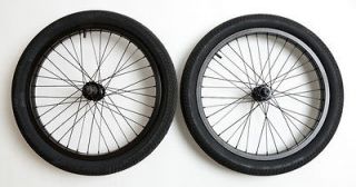 Odyssey Quadrant Wheel Set with Primo Tires BMX Bike black wheels 36H 