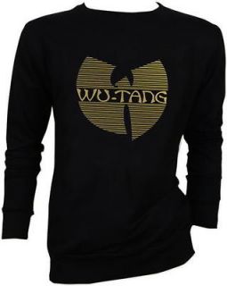 Wu tang Clan GOLD FOIL Hip Hop RZA Method Man Black Sweater JUMPER S,M 
