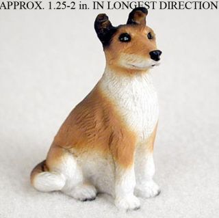 Collie Mini Resin Dog Figurine Statue Hand Painted Sable Smooth
