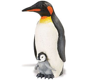 Safari Ltd. 267129 Emperor Penguin with Baby Toy Hand Painted Figurine 