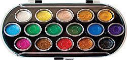 pearlescent 16 pc watercolor paint set w flat brushes time