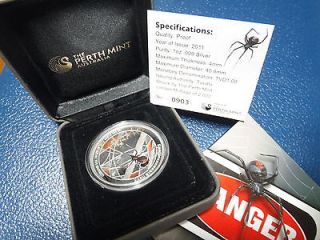 Tuvalu RED BACK SPIDER Perth Mint 1$ .999 Silver Coin 1oz Deadly and 