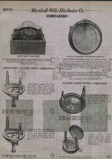1912 AD Spirit Boat Compass Miners Dipping Needle Surveyors Folding 