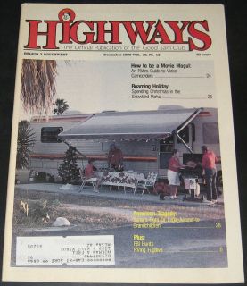 Highways RV Magazine  Good Sam Club  December 1989 Christmas Snowbird 