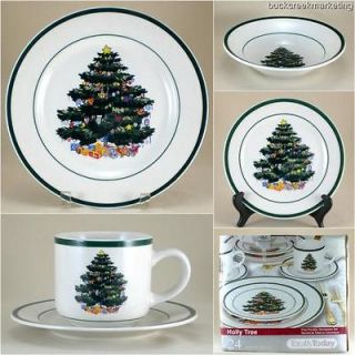 Holly Tree Totally Today Christmas Holiday Stoneware Pottery White 