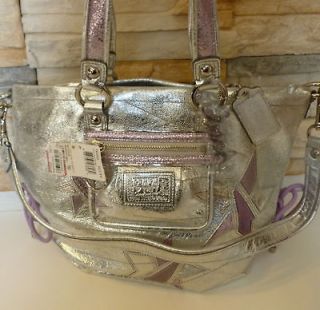   16050 silver Star spotlight metallic poppy pop c shoulder leather bag