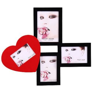   Heart Shaped Black Red Wood Collage Photo Picture Frame Wall Art Deco