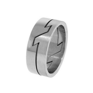 lightning bolt men stainless steel puzzle ring size 10 time