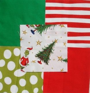   HOW THE GRINCH STOLE CHRISTMAS Tree Grn Spot Quilt Fabric Squares