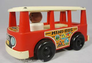 Vintage Fisher Price Little People Mini Bus Plus African American Boy 