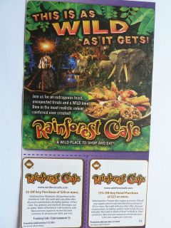 Rainforest Cafe coupons 2  $5 OFF purchase of $20 + 2 15% Off purch 