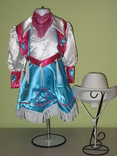 Girls Cowgirl Rodeo Princess Costume Hat Belt Vest Skirt Blouse Scarf 