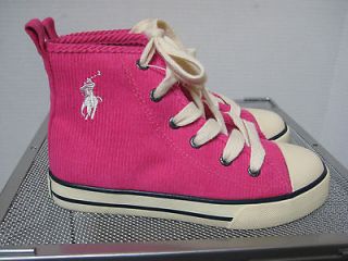 NEW Girls/Youth Pink Polo Ralph Lauren High Top Sneakers Shoes Size 