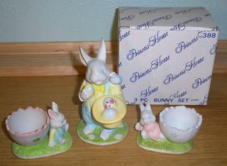 PRINCESS HOUSE CHINA 388 IN GIFT BOX 3 PC EASTER BUNNY & EGGS SET