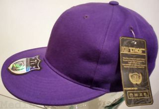 brand new ethos plain flat peak fitted purple cap hat