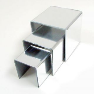 Acrylic Mirrored Trinket or Figurine Riser Display Stand Set of 3