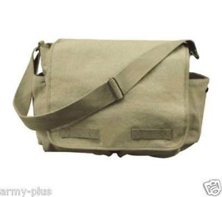 ARMY MILITARY CLASSIC HEAVY WEIGHT CANVAS MESSENGER BAG **GREEN, BLACK 