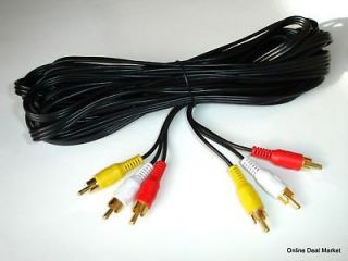 25 ft gold 3 rca plug cable video audio composit