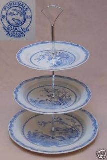 furnivals quail blue three tier cake stand s  120 27 or 