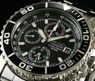 Seiko Mens Daytona Chronograph Alarm Black Watch Sna225 Sna225p1 