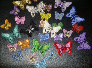 10 Iron On, Stick On Fabric Butterfly Motifs, Craft, Sewing 