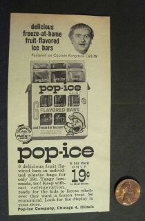 Vintage image of Captain Kangaroo & Popeye for Pop Ice popsicles 1967 