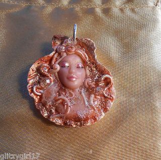   art handmade OOAK copper colored mermaid scallop shell necklace Renee