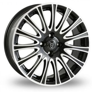 17 WOLFRACE RAVENNA BLACK POLISHED ALLOY WHEELS AND TYRES NEW 5X100