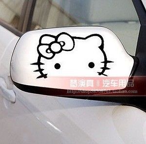 new 2x hello kitty car rear view mirror decal stickers