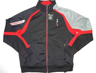 new ralph lauren rlx black red poly zip up golf jacket l