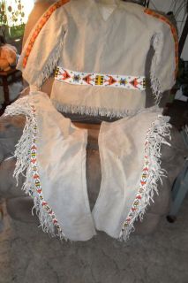 Beaded LeatherLike Indian Reenactment Costume OUTSTANDING BEAD WORK