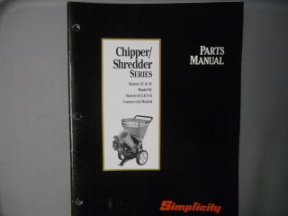 Simplicity Parts Manual Chipper Shredder Series 2C 3C 5C Models