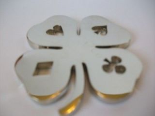 lucky poker four leaf clover weight card guard silver time