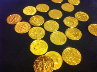 dime Genuine Pure 24 Karat 7 mils Gold layered legal usa 10 cent 