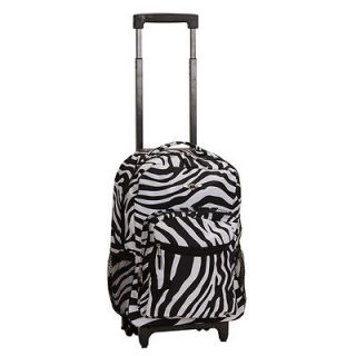 rockland 17 inch rolling carry on backpack zebra