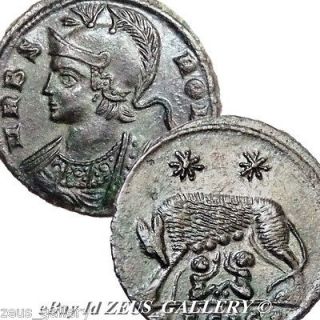 SHE WOLF Suckling ROMULUS & REMUS Ancient ROMAN Coin CONSTANTINE I The 