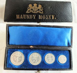 1894 QUEEN VICTORIA SILVER 4 COIN MAUNDY SET   UNDATED BLACK BOX