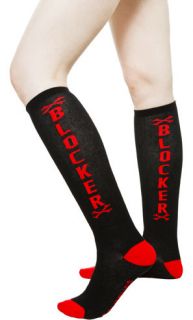   Over t Knee High Blocker Roller Derby Socks Gothic Bones Clothing