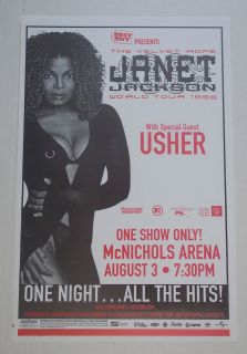 1998 JANET JACKSON   THE VELVET ROPE World Tour Concert Poster   USHER