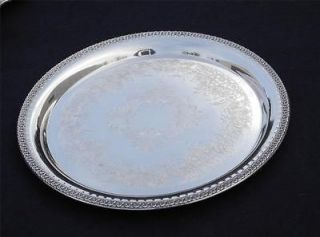 Wilcox Rose Marie Silver Plate on Copper Large Round Gallery Serving 