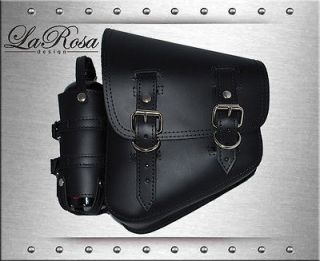 La Rosa Softail Black Leather Left Swing Arm Saddle Bag + Extra Fuel 