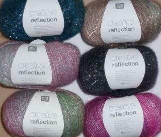 RICO CREATIVE REFLECTION SPARKLY KNITTING YARN   AVAILABLE IN SIX 