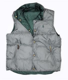 NWT Polo Ralph Lauren Mens Reversible DOWN FEATHER Vest Jacket Gray