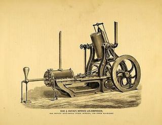 1873 Print Rand & Warings Improved Air Compressor Antique Machine 